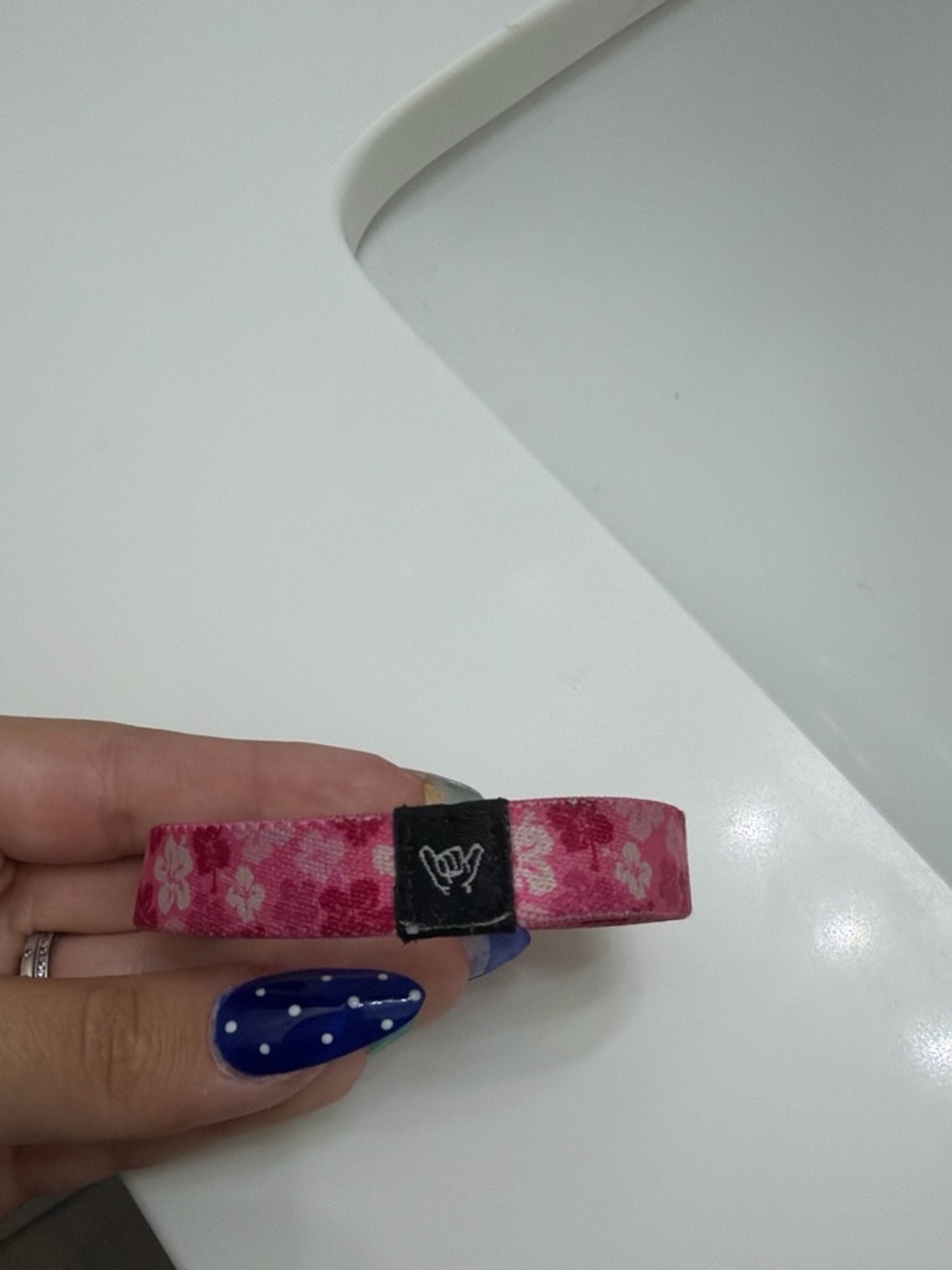 Amazon Pink Floral Fabric Bracelet with Logo Accent